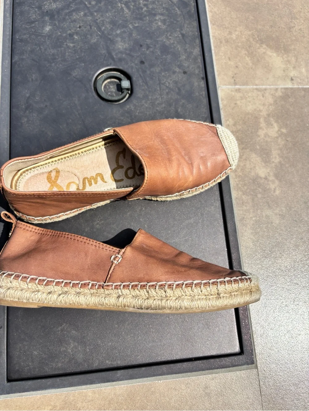 Sam Edelman Size 6.5 Women’s Brown Leather Espadrille Slip-Ons